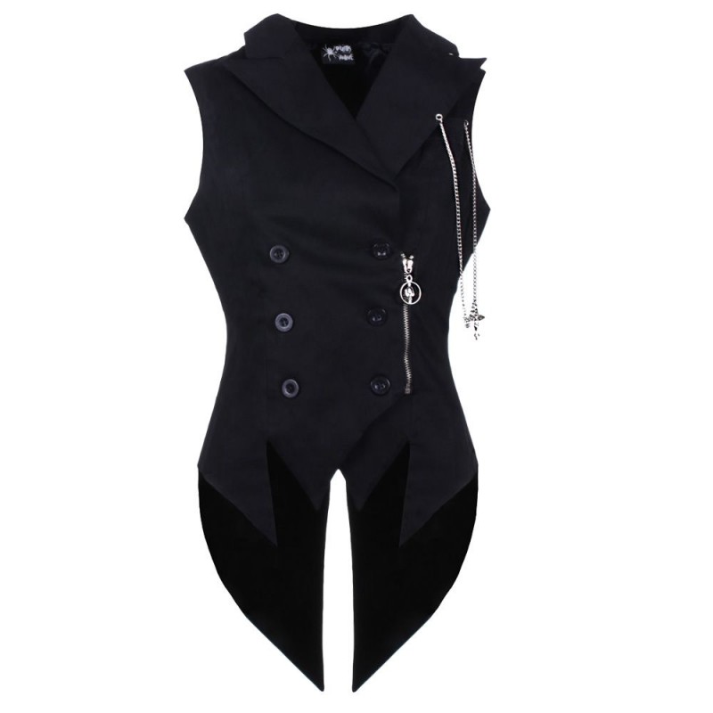 Men Gothic Vest Vampire Long Tailcoat Cotton Vest